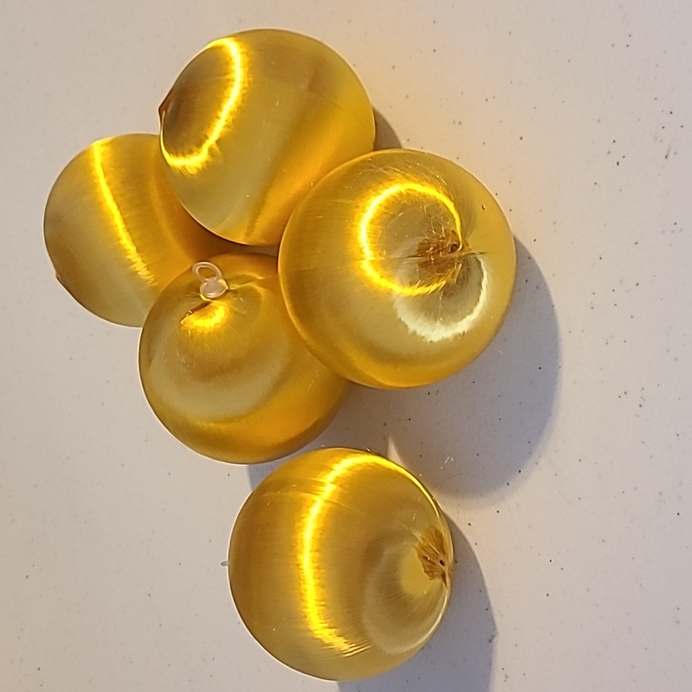Christmas Tree Satin Ball Ornaments Set of 5 Large Gold Winter Holiday Decor